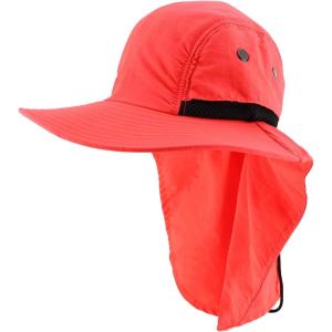 imageTrendy Apparel Shop Outdoor Lightweight Sun Protection Wide Brim Cap with Neck FlapNeon Orange