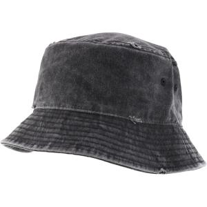 imageTrendy Apparel Shop Pigment Dyed Cotton Distressed Vintage Short Brim Bucket HatPigment Black