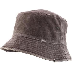 imageTrendy Apparel Shop Pigment Dyed Cotton Distressed Vintage Short Brim Bucket HatPigment Brown