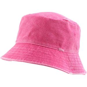 imageTrendy Apparel Shop Pigment Dyed Cotton Distressed Vintage Short Brim Bucket HatPigment Pink