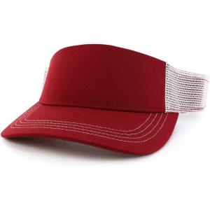 imageTrendy Apparel Shop Plain 2 Tone Mesh Back Visor with Adjustable Snap ClosureBurgundy White