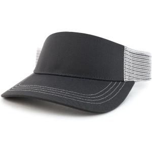 imageTrendy Apparel Shop Plain 2 Tone Mesh Back Visor with Adjustable Snap ClosureCharcoal White