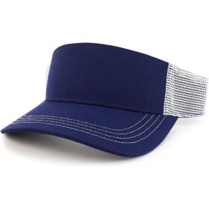 imageTrendy Apparel Shop Plain 2 Tone Mesh Back Visor with Adjustable Snap ClosureNavy White