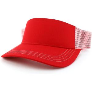 imageTrendy Apparel Shop Plain 2 Tone Mesh Back Visor with Adjustable Snap ClosureRed White