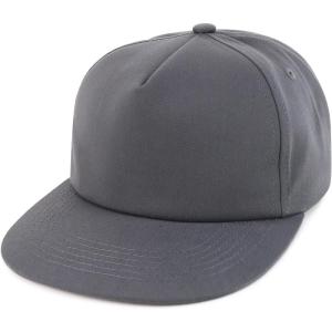 imageTrendy Apparel Shop Plain Unstructured Soft 5 Panel Round Flat Bill Snapback CapDark Grey
