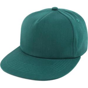 imageTrendy Apparel Shop Plain Unstructured Soft 5 Panel Round Flat Bill Snapback CapHunter Green