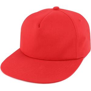 imageTrendy Apparel Shop Plain Unstructured Soft 5 Panel Round Flat Bill Snapback CapRed