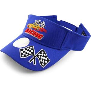 imageTrendy Apparel Shop Racing 3D Embroidered Flame Car Race Flag Visor CapRoyal