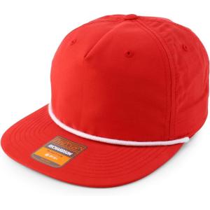 imageTrendy Apparel Shop UPF 50 Unstructured 5 Panel Flatbill Golf Snapback CapRed White