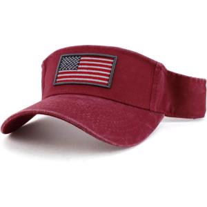 imageTrendy Apparel Shop USA American Flag Embroidered Polyester Summer Visor HatBurgundy