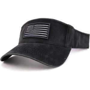 imageTrendy Apparel Shop USA American Flag Embroidered Polyester Summer Visor HatCharcoal