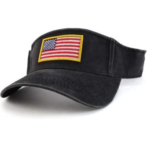 imageTrendy Apparel Shop USA American Flag Embroidered Polyester Summer Visor HatCharcoal Usa Yellow
