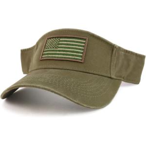 imageTrendy Apparel Shop USA American Flag Embroidered Polyester Summer Visor HatKhaki