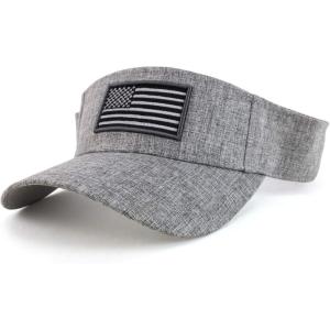 imageTrendy Apparel Shop USA American Flag Embroidered Polyester Summer Visor HatLight Grey