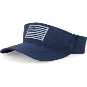 imageTrendy Apparel Shop USA American Flag Embroidered Polyester Summer Visor HatNavy