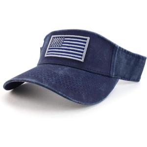 imageTrendy Apparel Shop USA American Flag Embroidered Polyester Summer Visor HatPigment Navy