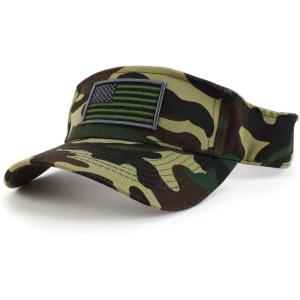 imageTrendy Apparel Shop USA American Flag Embroidered Polyester Summer Visor HatWoodland
