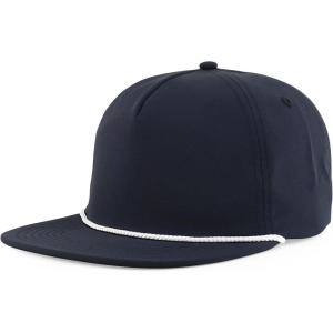 imageTrendy Apparel Shop Unstructured 5 Panel Polyester Rope Flatbill Snapback CapBlack White