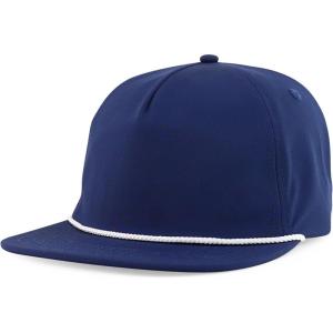 imageTrendy Apparel Shop Unstructured 5 Panel Polyester Rope Flatbill Snapback CapNavy White
