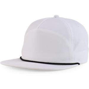 imageTrendy Apparel Shop Unstructured 5 Panel Polyester Rope Flatbill Snapback CapWhite Black