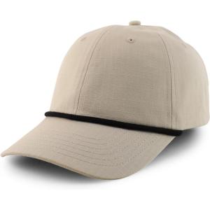 imageTrendy Apparel Shop Unstructured 6 Panel Rope Trim Cotton Ripstop Ball CapKhaki