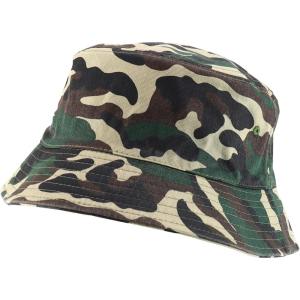 imageTrendy Apparel Shop Washed Cotton Fisherman Short Brim Bucket HatGreen Camo