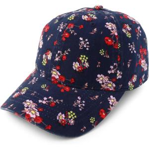 imageTrendy Apparel Shop Womens Unstructured Fashion Printed Ponytail Baseball CapDark Navy Floral