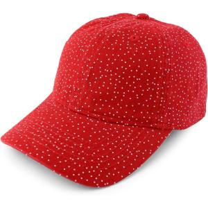 imageTrendy Apparel Shop Womens Unstructured Fashion Printed Ponytail Baseball CapRed White Polka Dots
