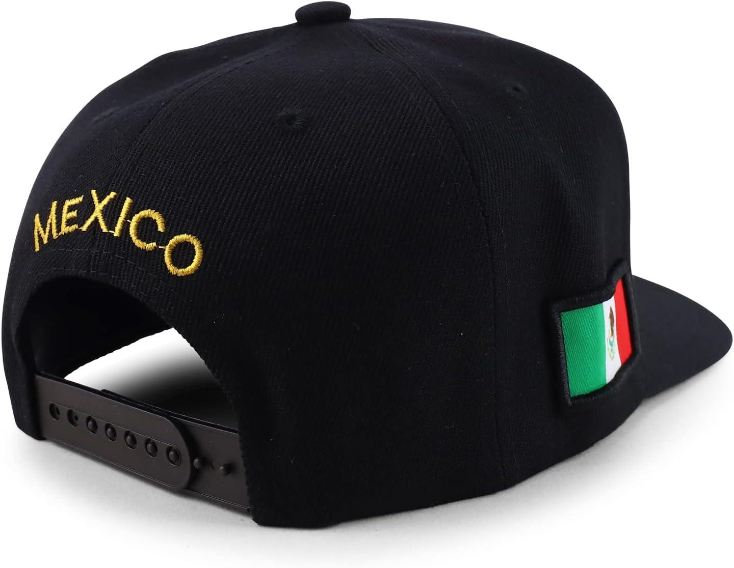 imageTrendy Apparel Shop Cities of Mexico Circular Logo Embroidered Flatbill Snapback Baseball CapBaja California Gold  Black