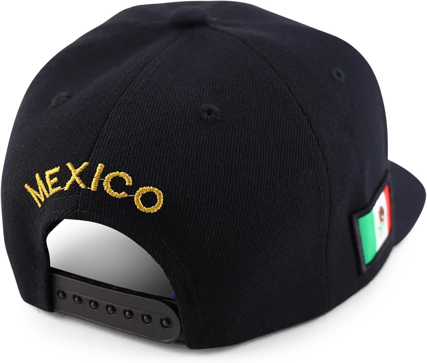 imageTrendy Apparel Shop Cities of Mexico Circular Logo Embroidered Flatbill Snapback Baseball CapGuanajuato Gold  Black