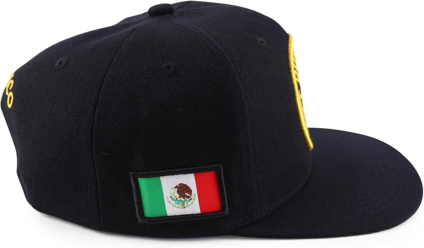 imageTrendy Apparel Shop Cities of Mexico Circular Logo Embroidered Flatbill Snapback Baseball CapGuanajuato Gold  Black