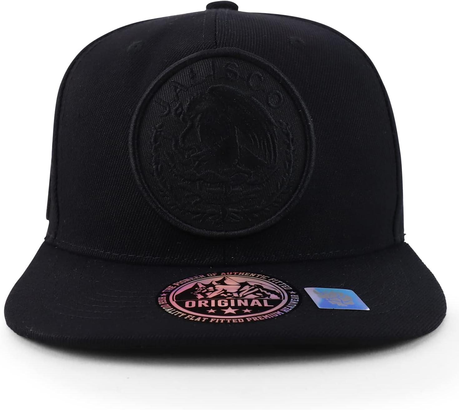 imageTrendy Apparel Shop Cities of Mexico Circular Logo Embroidered Flatbill Snapback Baseball CapJalisco Black  Black