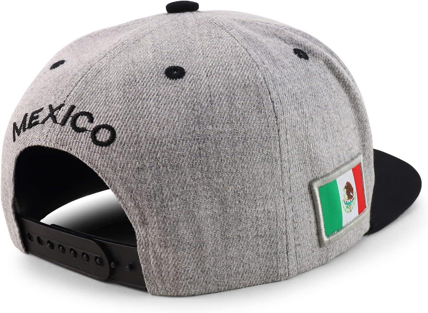 imageTrendy Apparel Shop Cities of Mexico Circular Logo Embroidered Flatbill Snapback Baseball CapMexico Grey  Grey Black