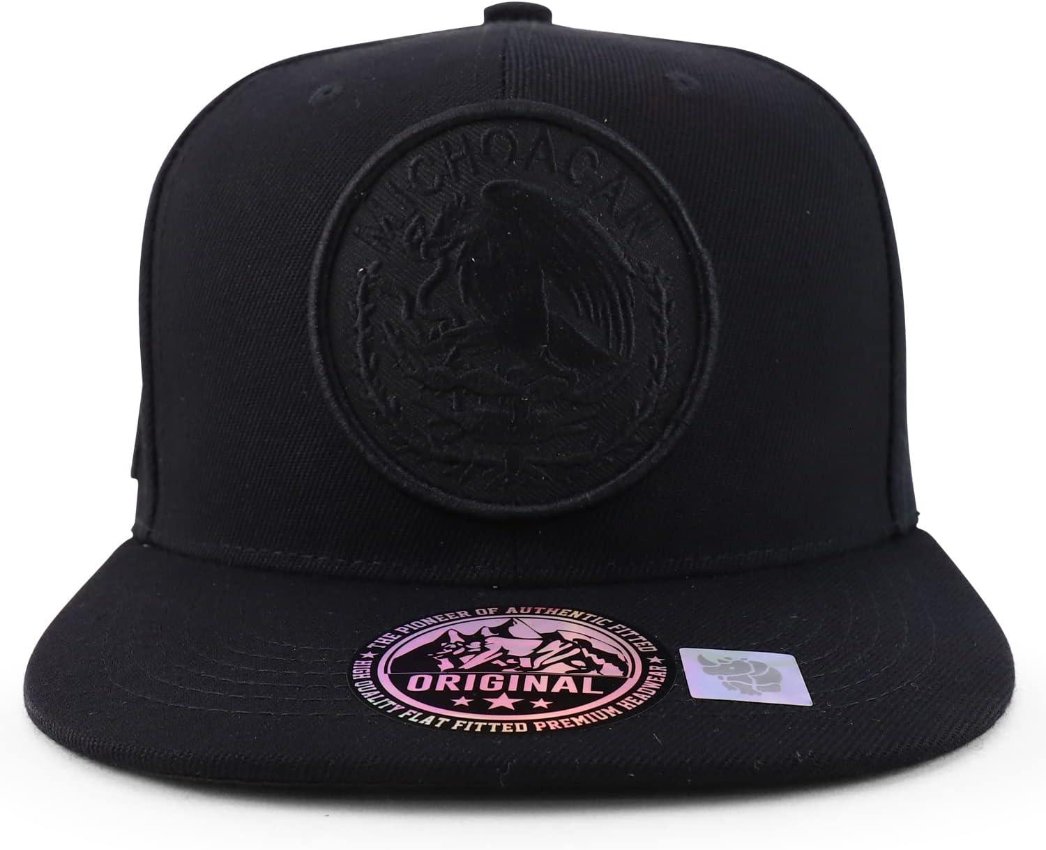 imageTrendy Apparel Shop Cities of Mexico Circular Logo Embroidered Flatbill Snapback Baseball CapMichoacan Black  Black