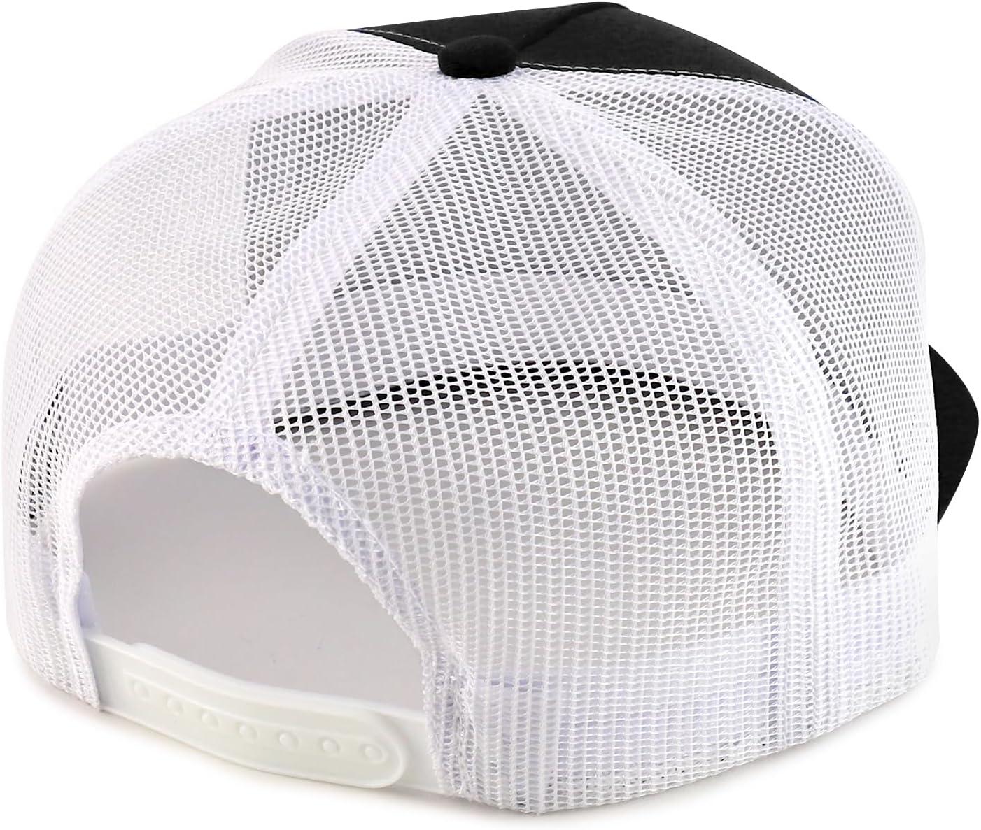 imageTrendy Apparel Shop Oversize XXL Plain 5 Panel Trucker Flat Bill Mesh Snapback CapBlack White