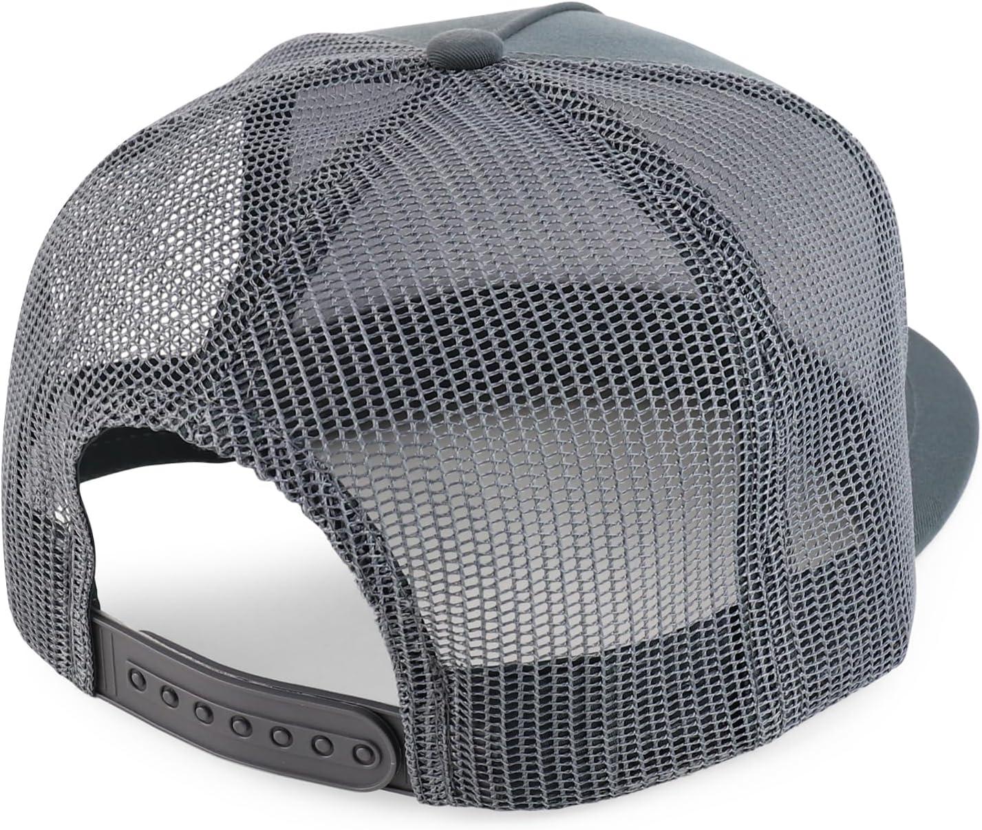 imageTrendy Apparel Shop Oversize XXL Plain 5 Panel Trucker Flat Bill Mesh Snapback CapDark Grey