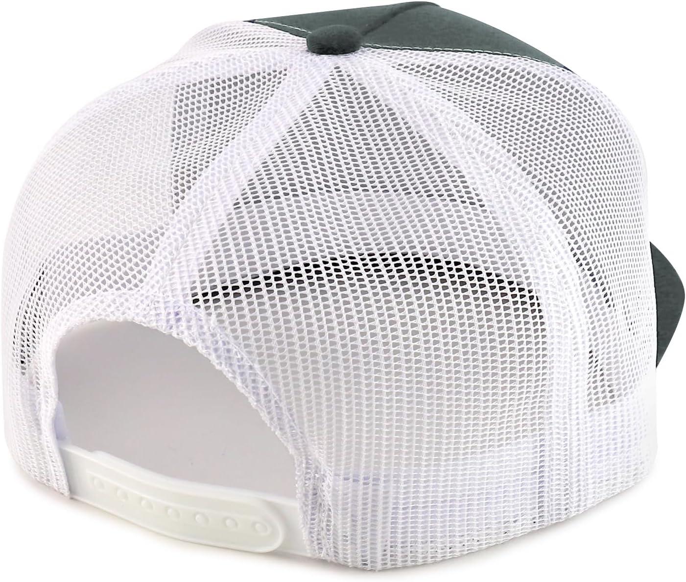 imageTrendy Apparel Shop Oversize XXL Plain 5 Panel Trucker Flat Bill Mesh Snapback CapDark Grey White