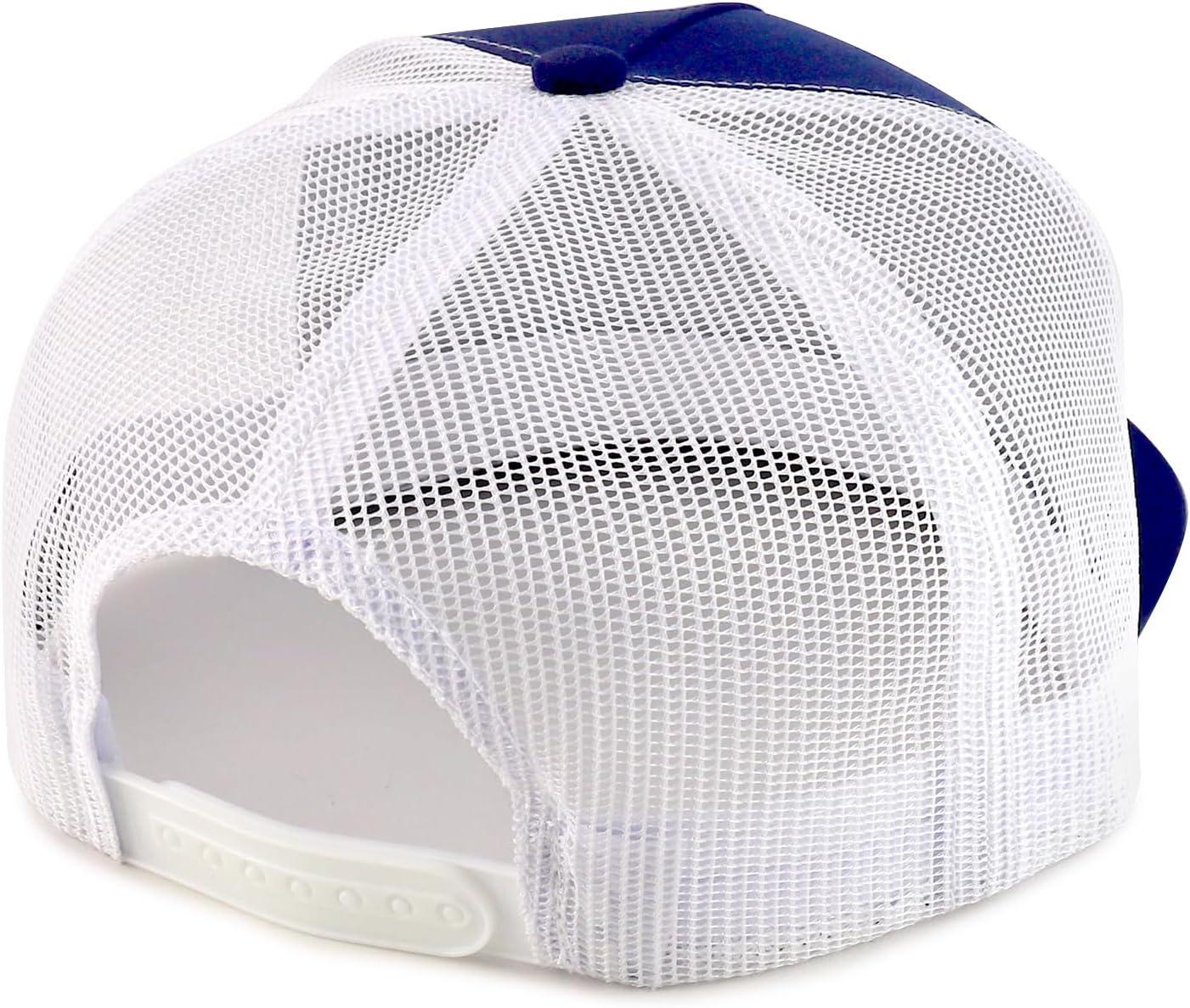 imageTrendy Apparel Shop Oversize XXL Plain 5 Panel Trucker Flat Bill Mesh Snapback CapNavy White
