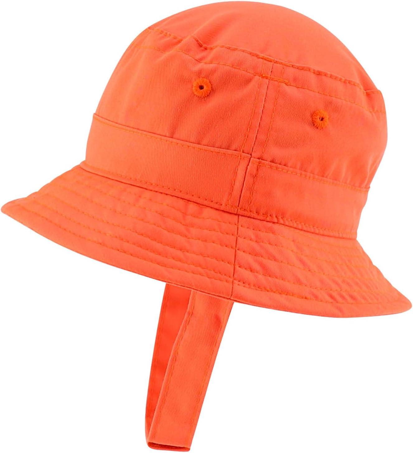 imageTrendy Apparel Shop Rainbow Embroidered Patch Infant Lightweight Bucket Hat with Chin StrapOrange