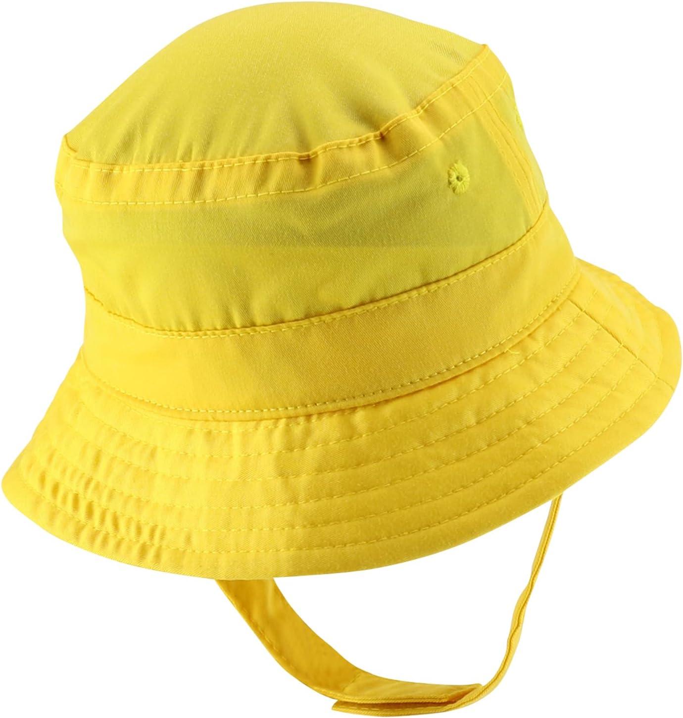 imageTrendy Apparel Shop Rainbow Embroidered Patch Infant Lightweight Bucket Hat with Chin StrapYellow