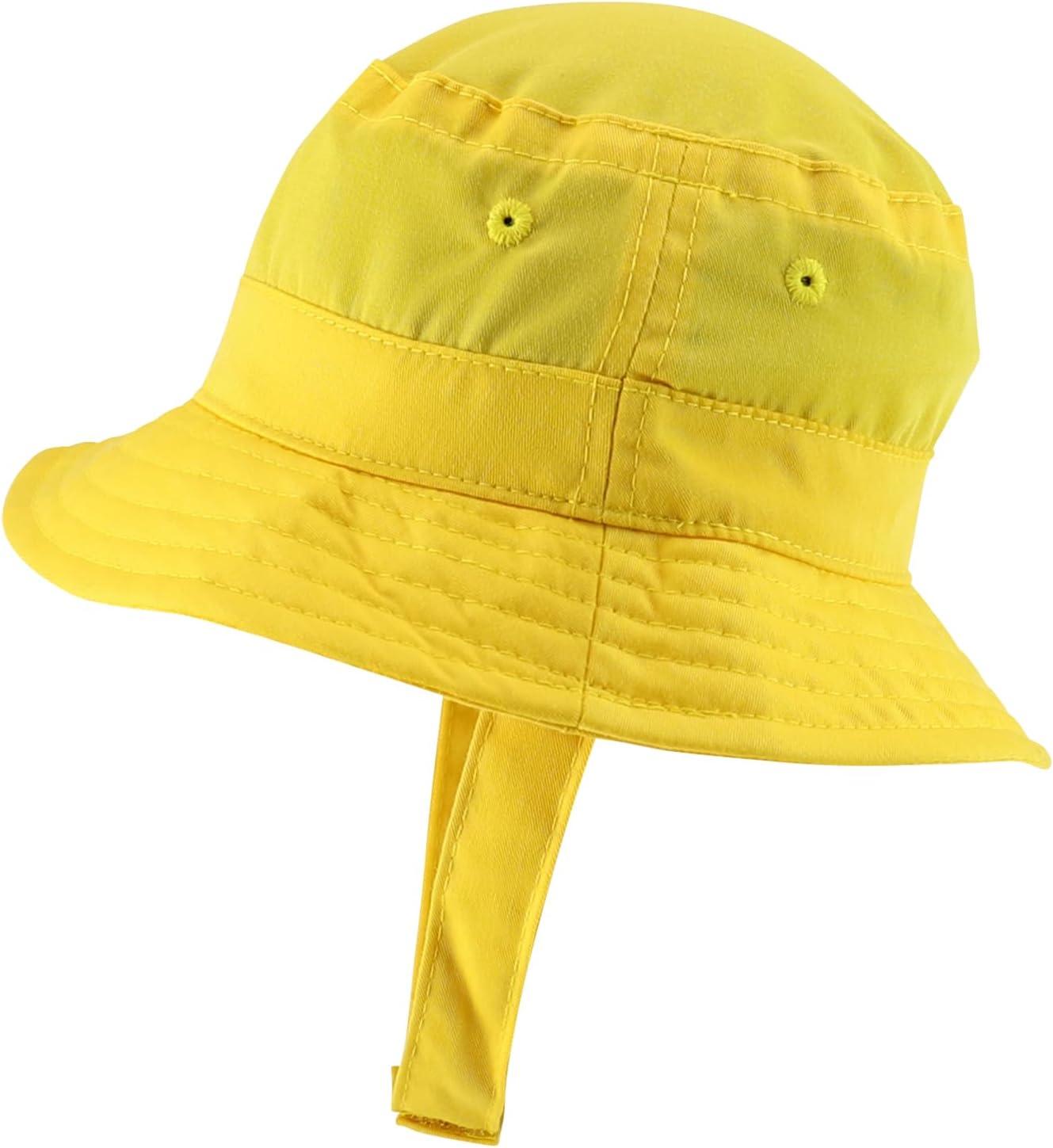imageTrendy Apparel Shop Rainbow Embroidered Patch Infant Lightweight Bucket Hat with Chin StrapYellow