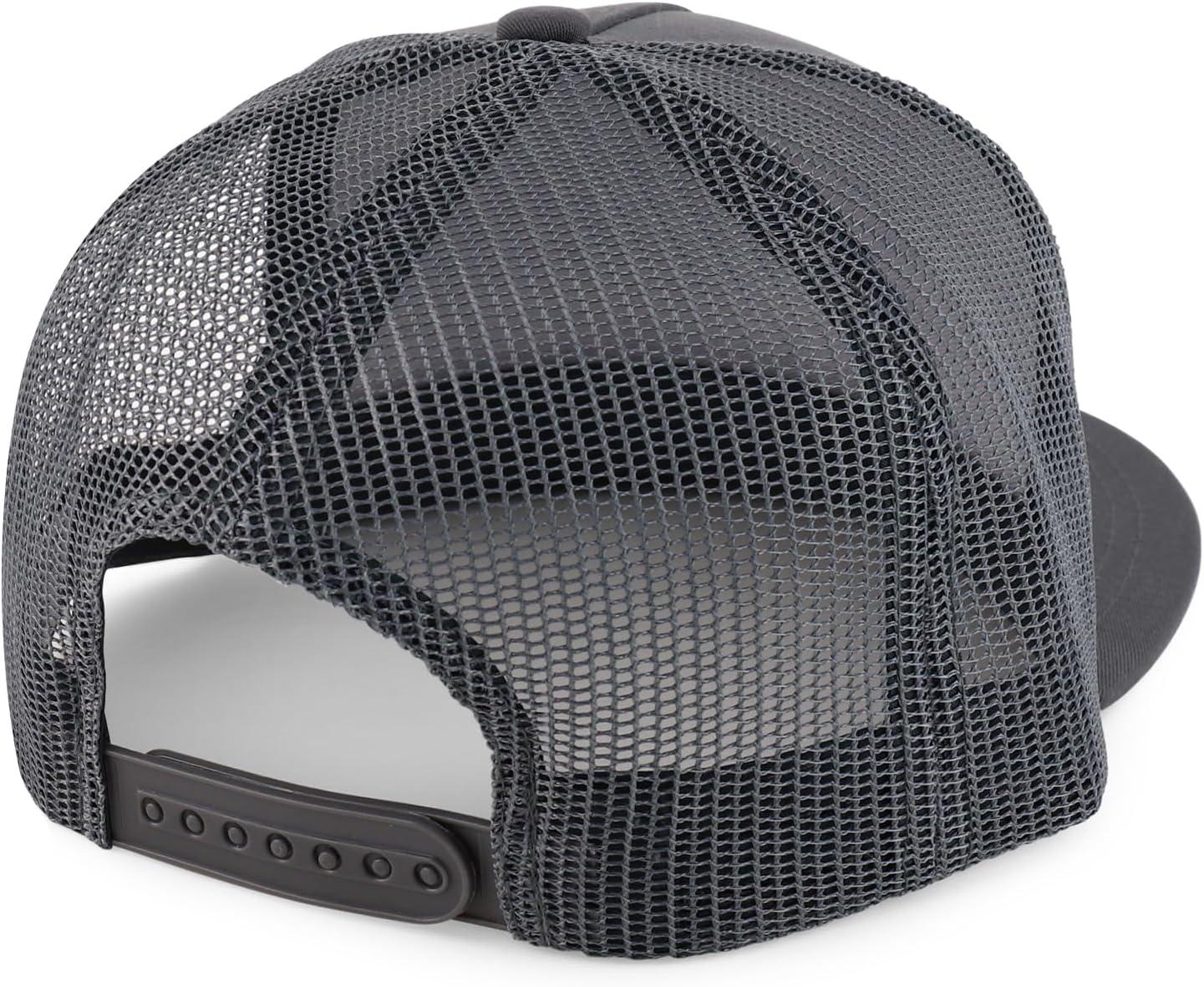 imageTrendy Apparel Shop Structured High Crown 5 Panel Round Flat Bill Trucker CapDark Grey