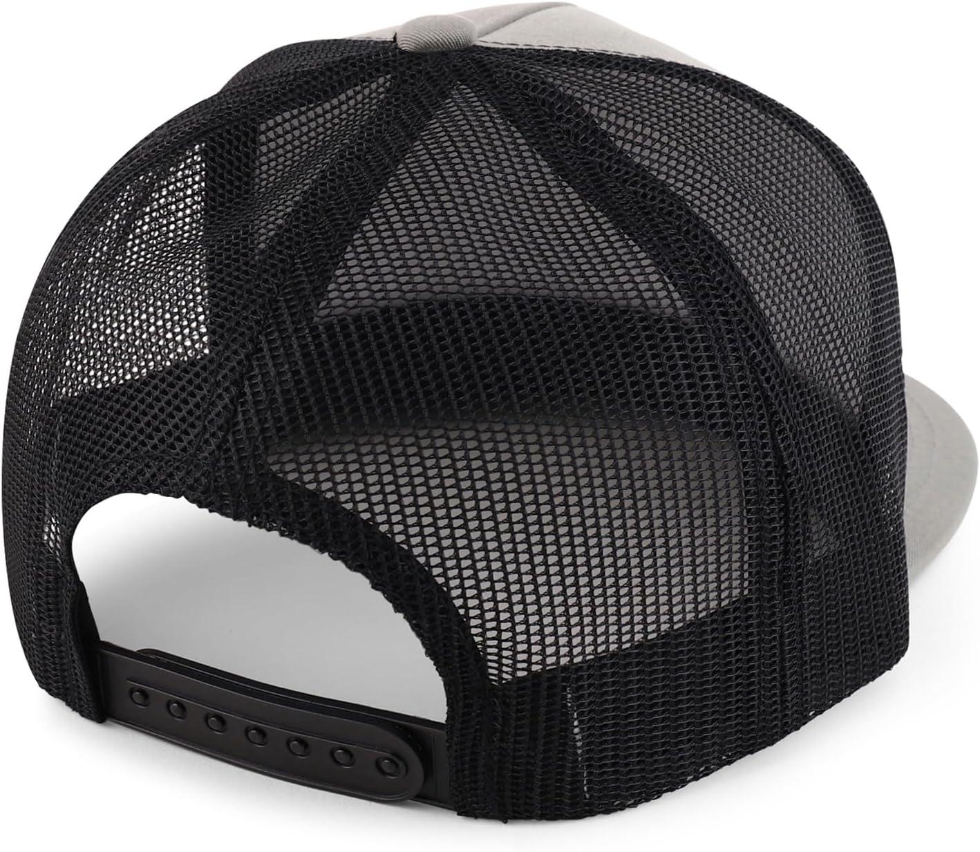 imageTrendy Apparel Shop Structured High Crown 5 Panel Round Flat Bill Trucker CapSilver Black
