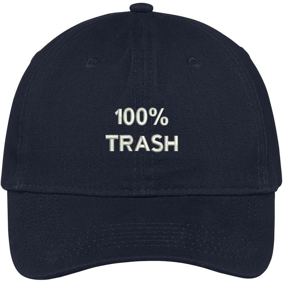 imageTrendy Apparel Shop 100 Trash Embroidered Cap Premium Cotton Dad HatNavy