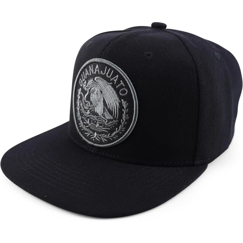 imageTrendy Apparel Shop Cities of Mexico Circular Logo Embroidered Flatbill Snapback Baseball CapGuanajuato Charcoal  Black