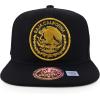 imageTrendy Apparel Shop Cities of Mexico Circular Logo Embroidered Flatbill Snapback Baseball CapBaja California Gold  Black