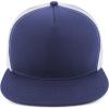 imageTrendy Apparel Shop Oversize XXL Plain 5 Panel Trucker Flat Bill Mesh Snapback CapNavy White
