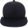 imageTrendy Apparel Shop Structured High Crown 5 Panel Round Flat Bill Trucker CapBlack White
