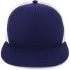 imageTrendy Apparel Shop Structured High Crown 5 Panel Round Flat Bill Trucker CapNavy White