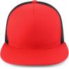 imageTrendy Apparel Shop Structured High Crown 5 Panel Round Flat Bill Trucker CapRed Black